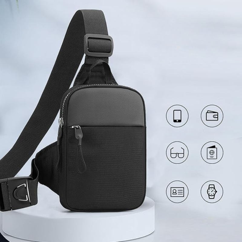 Sac à bandoulière en toile déperlant – Sac crossbody pratique pour hommes, idéal pour voyager et randonner, compact et avec bandoulière réglable