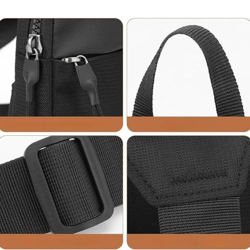 Sac à bandoulière en toile déperlant – Sac crossbody pratique pour hommes, idéal pour voyager et randonner, compact et avec bandoulière réglable