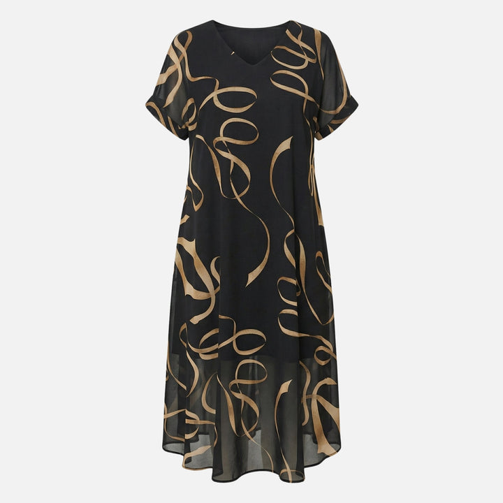 Ursula | Robe Midi en Chiffon à Coupe Ample pour Femmes avec Décolleté en V – Chiffon Midi