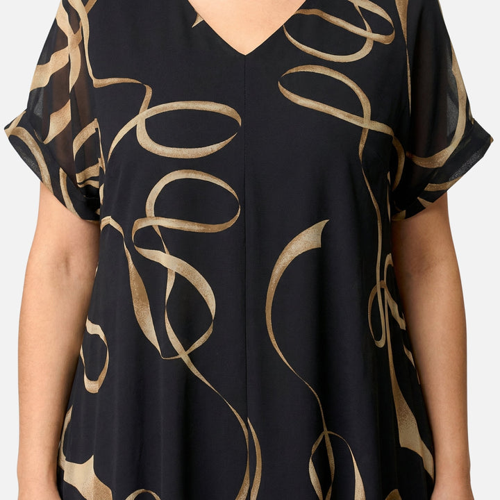 Ursula | Robe Midi en Chiffon à Coupe Ample pour Femmes avec Décolleté en V – Chiffon Midi
