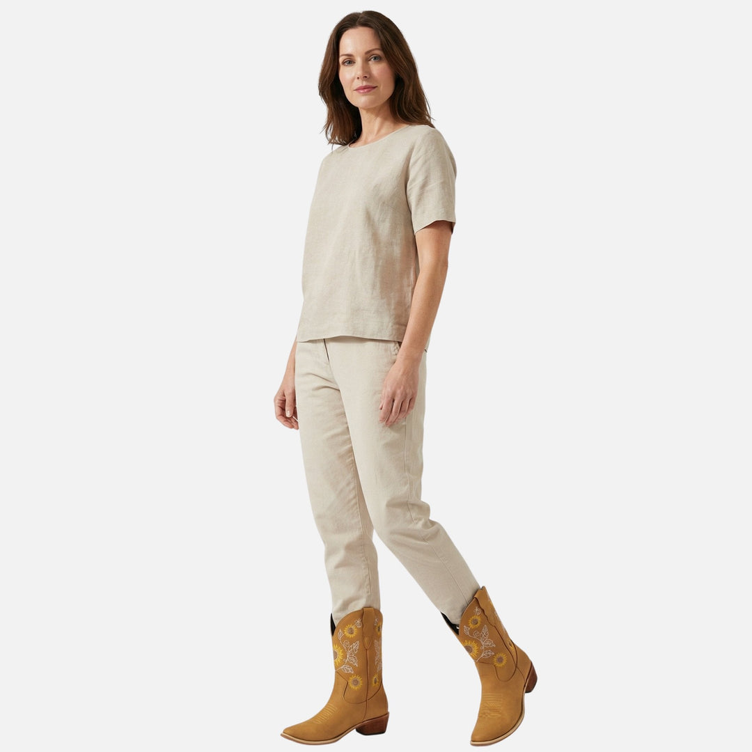 Franziska | Bottes western en daim pour femmes avec broderie florale – Bottes western brodées