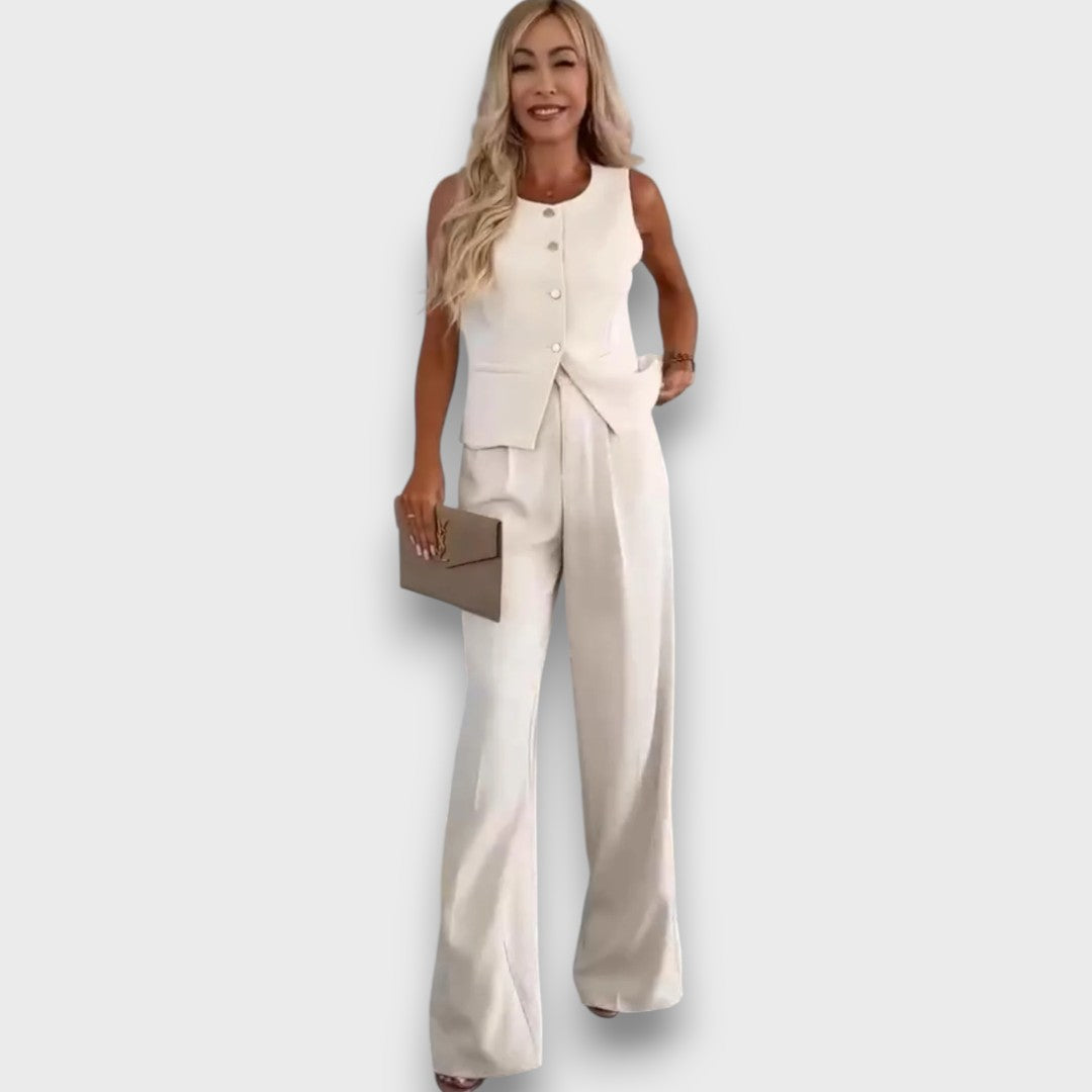Milia – Tailleur pour femme avec gilet et jambes larges