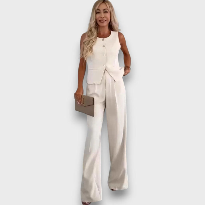 Milia – Tailleur pour femme avec gilet et jambes larges