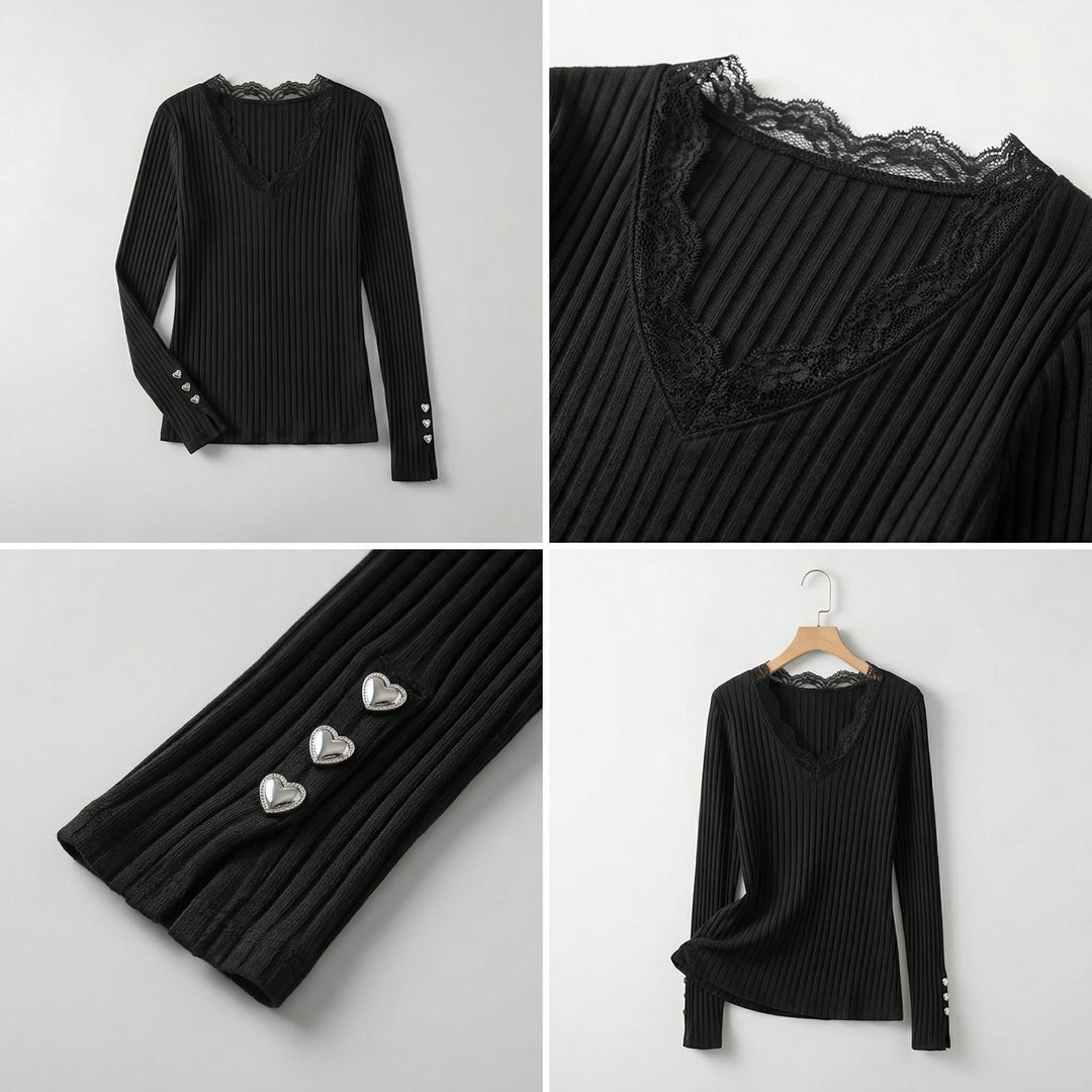 Blouse™ Maison avec Dentelle Élégante et Finition de Manches Premium