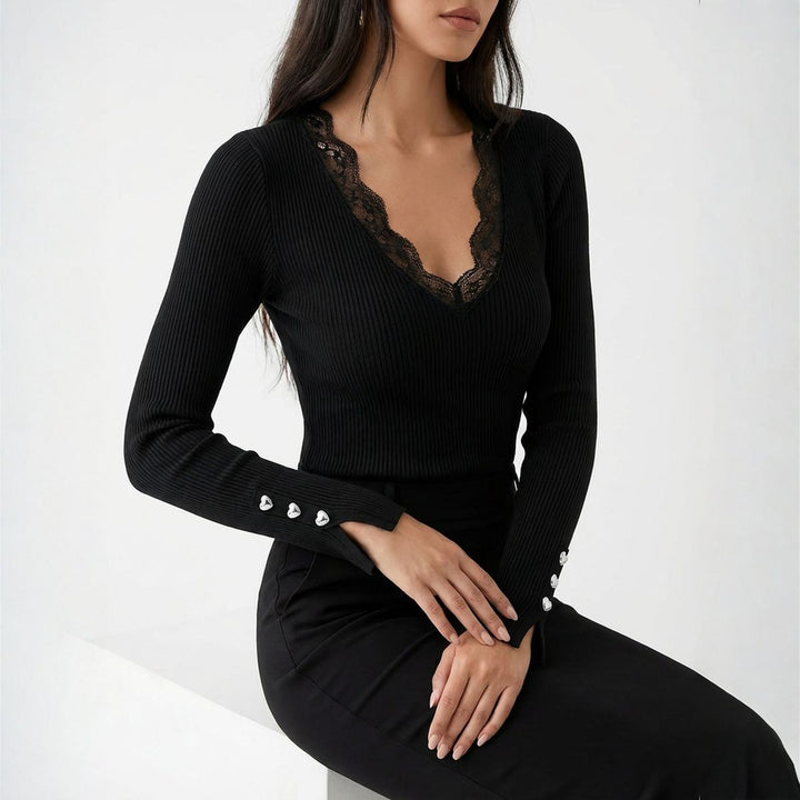 Blouse™ Maison avec Dentelle Élégante et Finition de Manches Premium