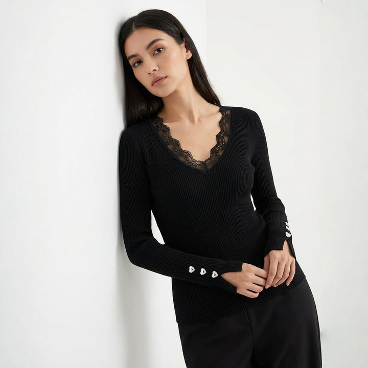 Blouse™ Maison avec Dentelle Élégante et Finition de Manches Premium