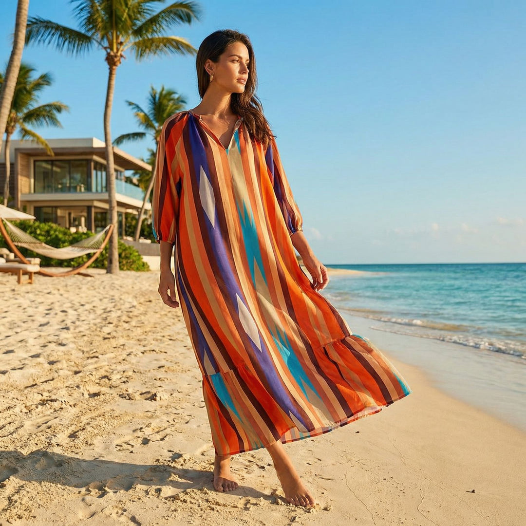 Robe Maxi Viscose Kamelie™ avec décolleté en V profond
