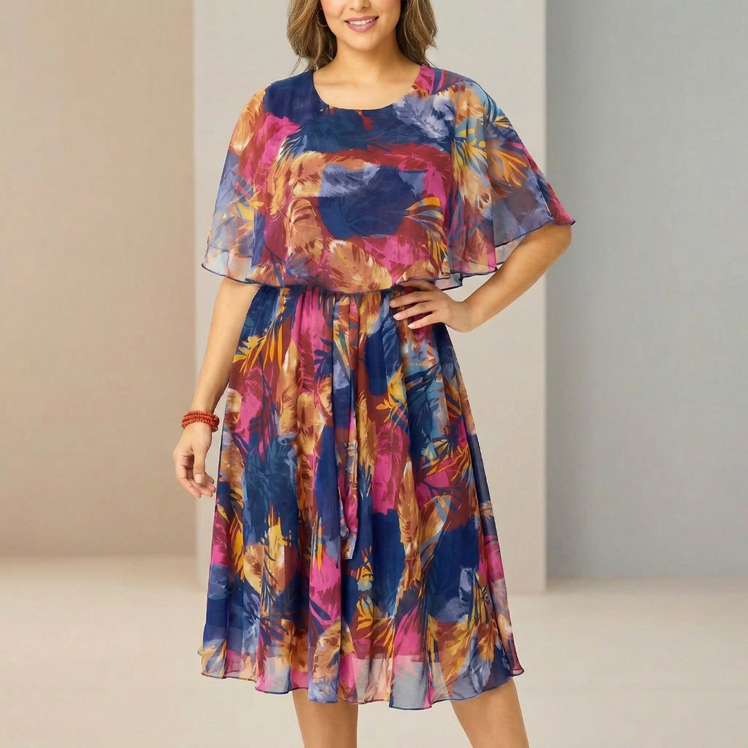 Garden Glow™ Robe midi imprimée avec superposition