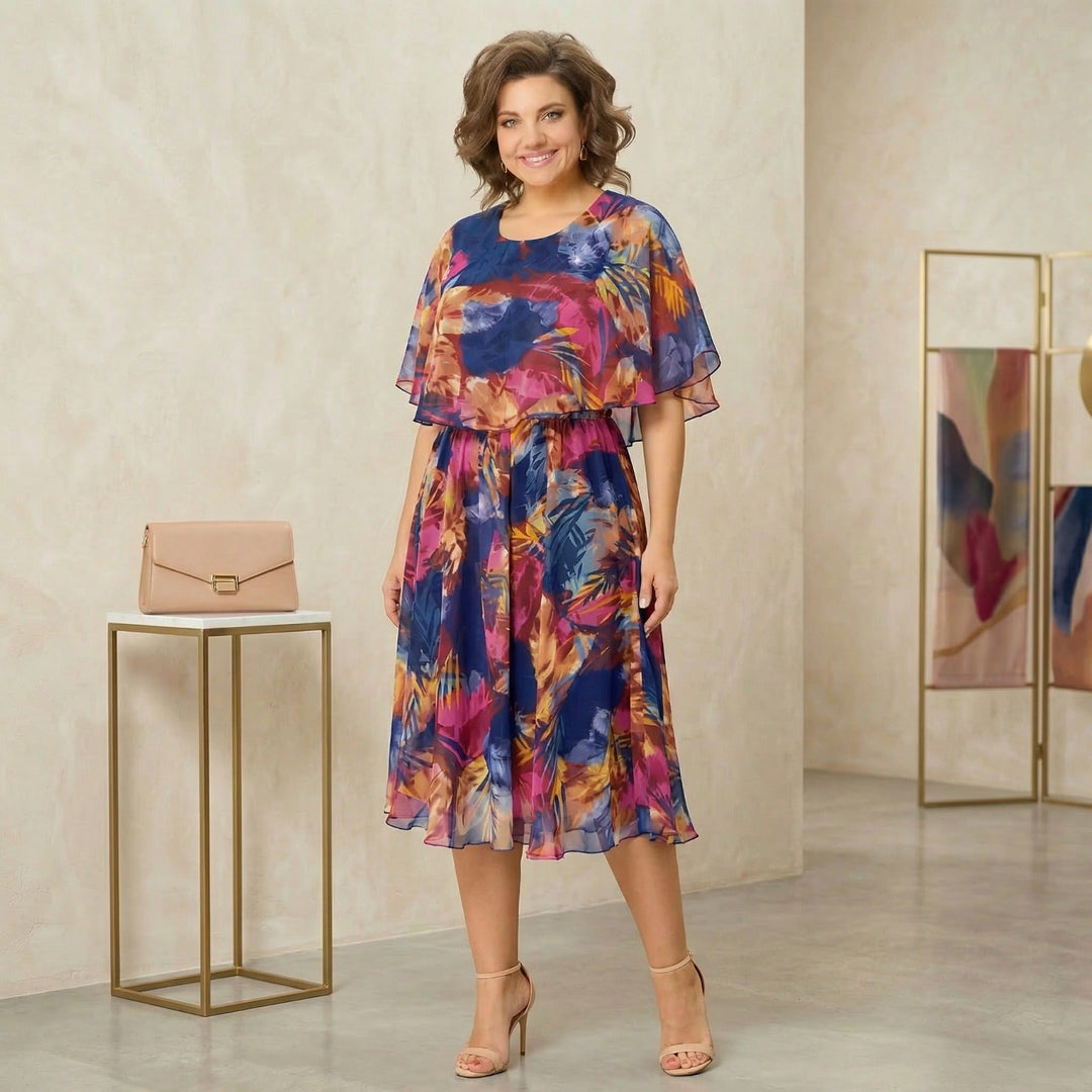 Garden Glow™ Robe midi imprimée avec superposition