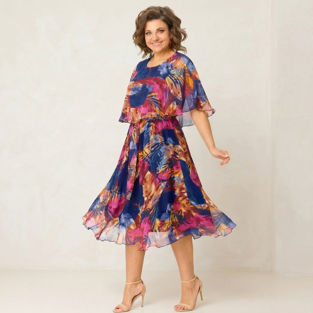 Garden Glow™ Robe midi imprimée avec superposition