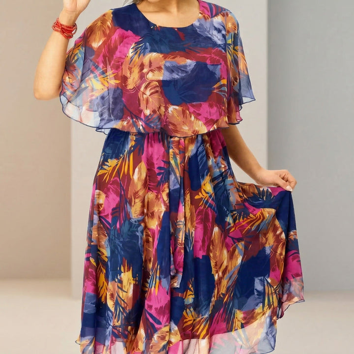 Garden Glow™ Robe midi imprimée avec superposition