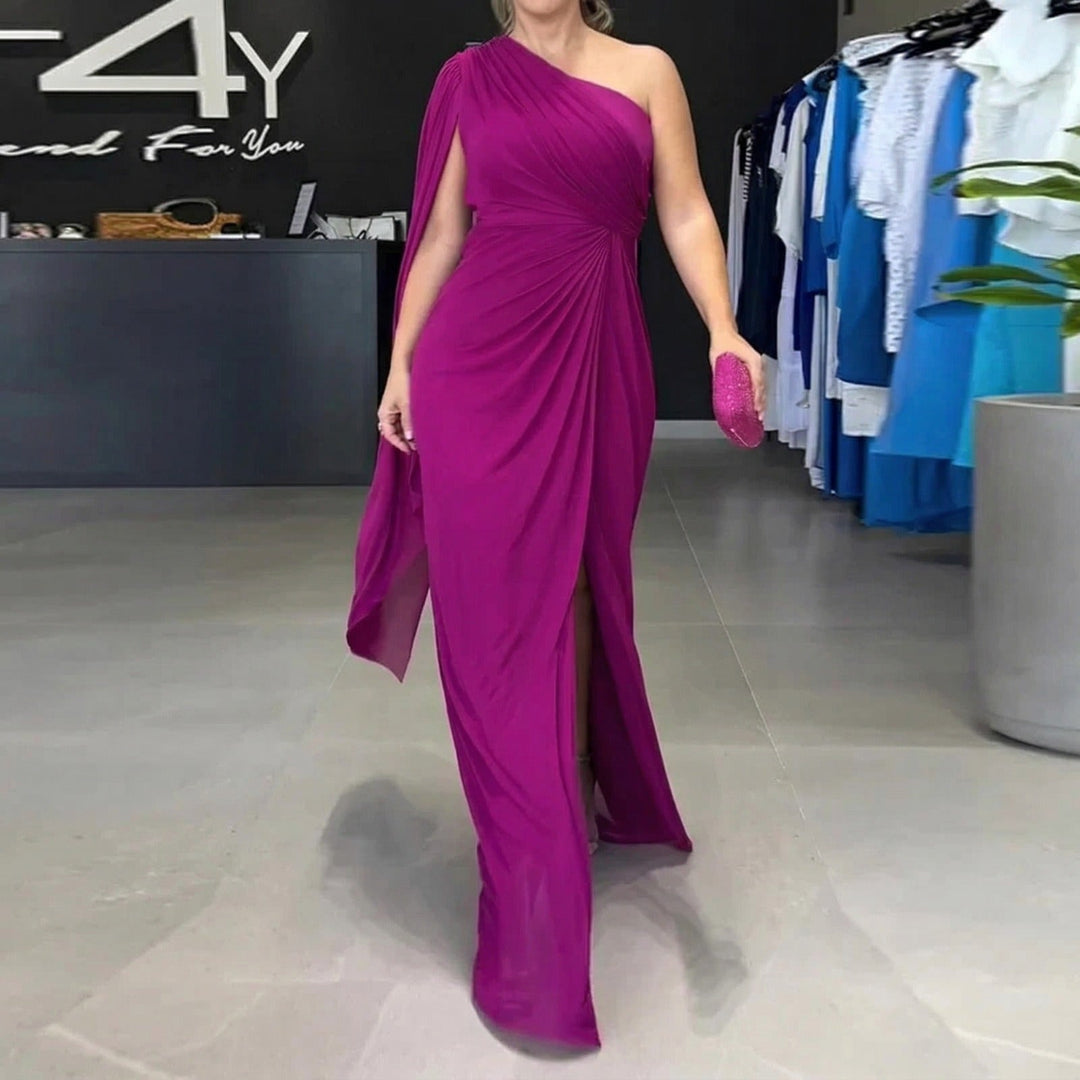 Katharina™ Robe Maxi Drapée à Épaule Dénudée