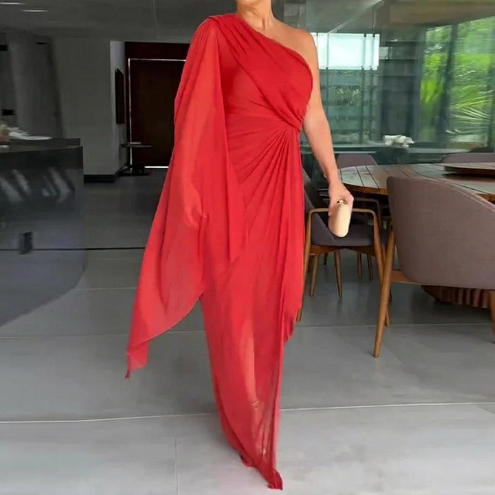 Katharina™ Robe Maxi Drapée à Épaule Dénudée