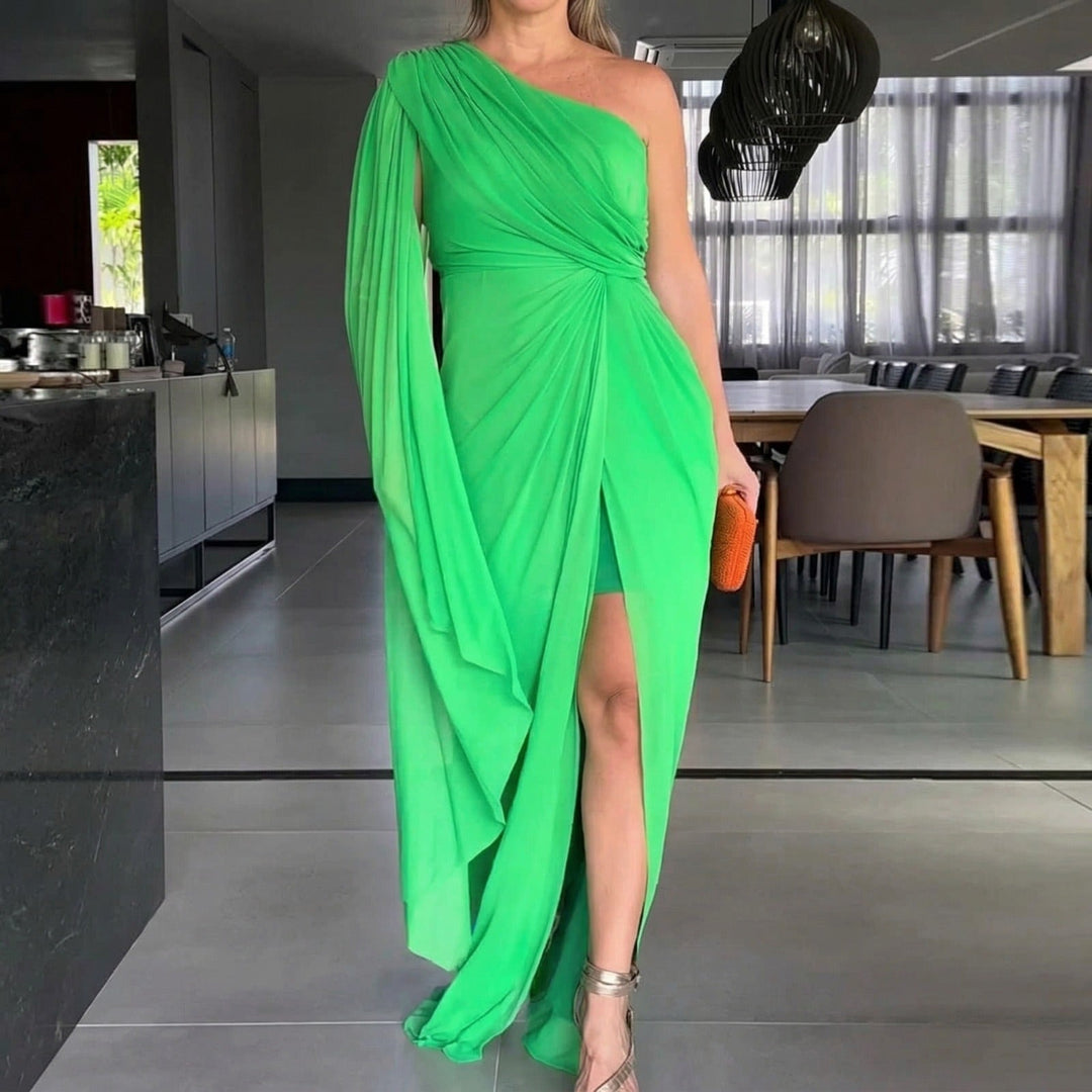 Katharina™ Robe Maxi Drapée à Épaule Dénudée
