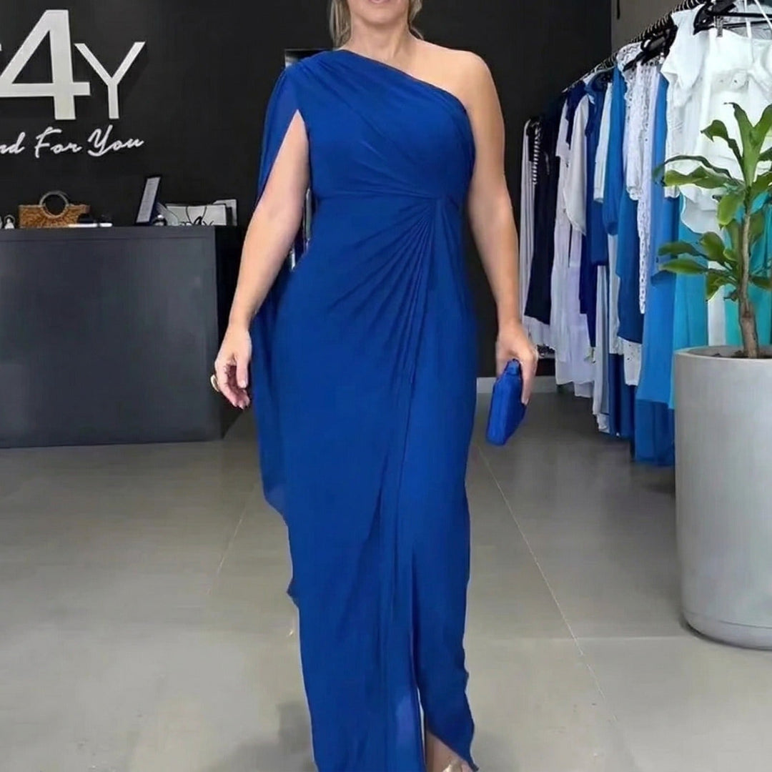 Katharina™ Robe Maxi Drapée à Épaule Dénudée