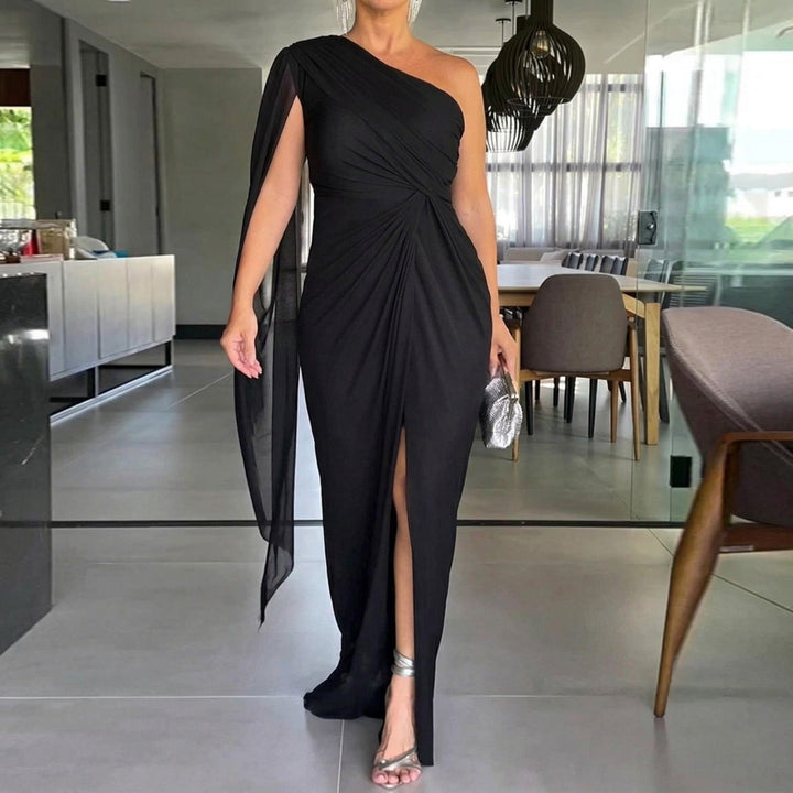 Katharina™ Robe Maxi Drapée à Épaule Dénudée