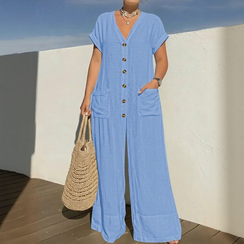 Combinaison Cannes™ avec patte de boutonnage à l'avant et décolleté en V