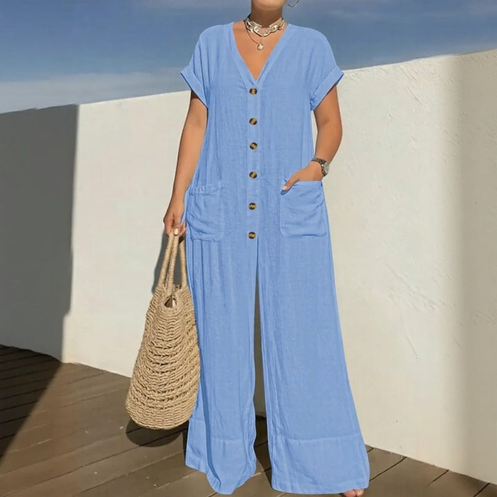 Combinaison Cannes™ avec patte de boutonnage à l'avant et décolleté en V