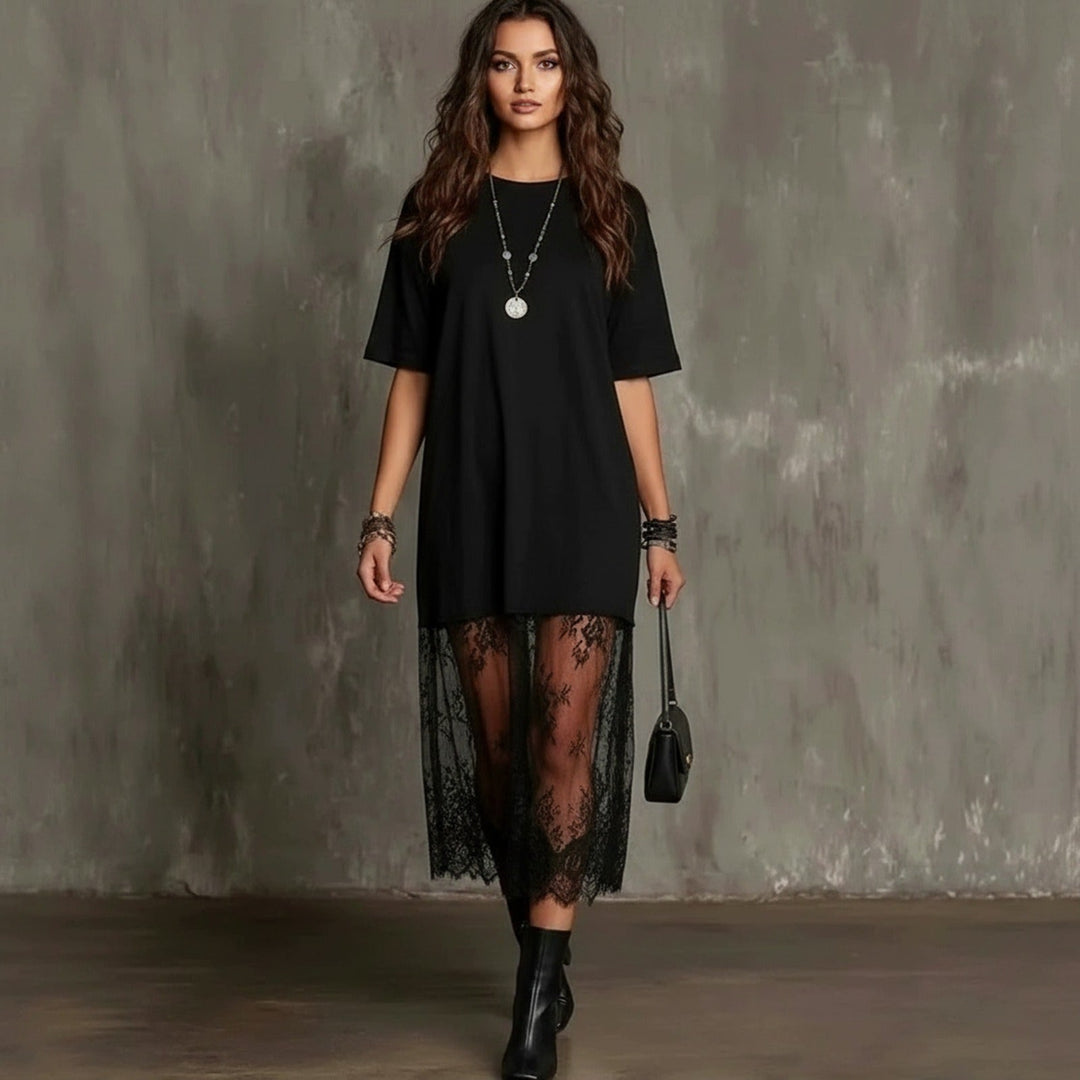 Robe Maxikleid Lorient™ avec Jupe en Dentelle Transparente