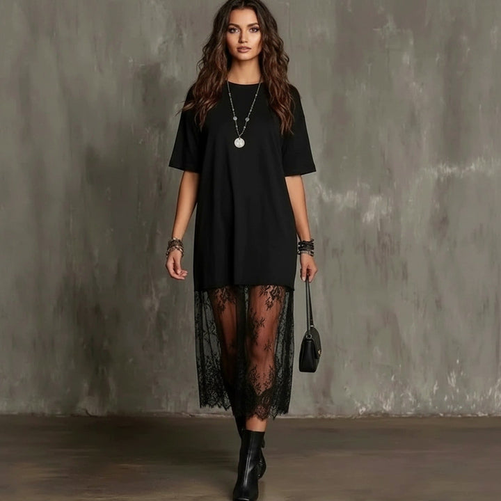 Robe Maxikleid Lorient™ avec Jupe en Dentelle Transparente