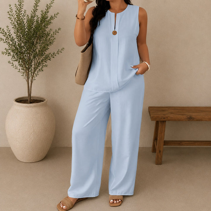 Ensemble Lucienne™ avec blouse à décolleté et pantalon palazzo