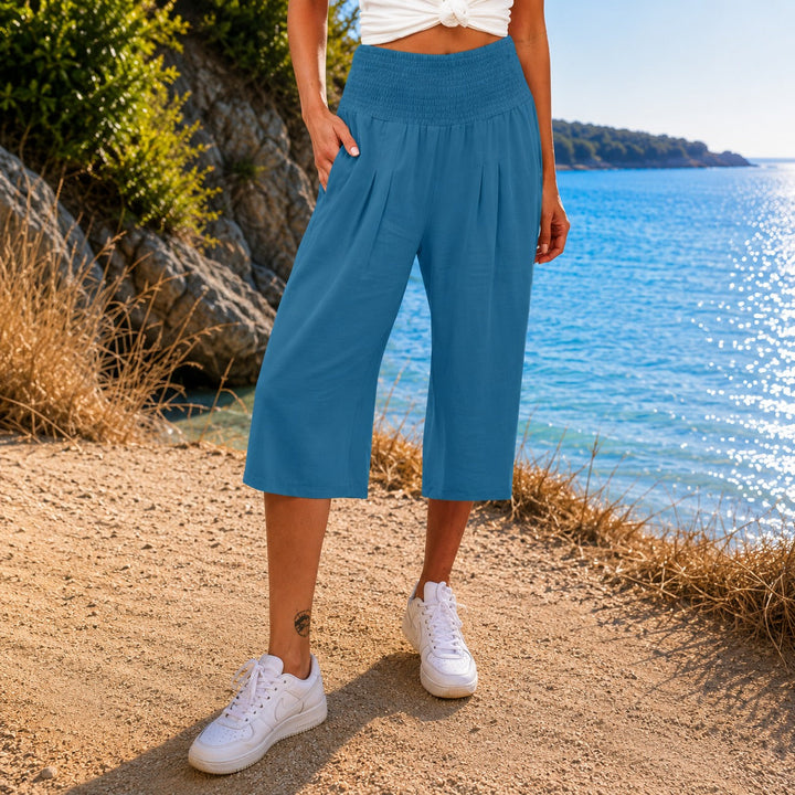 Culotte Rosetta™ en Coton-Lin avec Ceinture Froncée Élégante