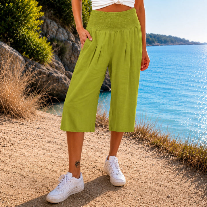 Culotte Rosetta™ en Coton-Lin avec Ceinture Froncée Élégante