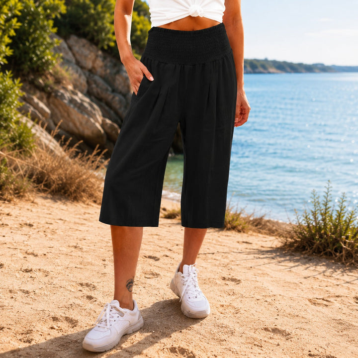 Culotte Rosetta™ en Coton-Lin avec Ceinture Froncée Élégante