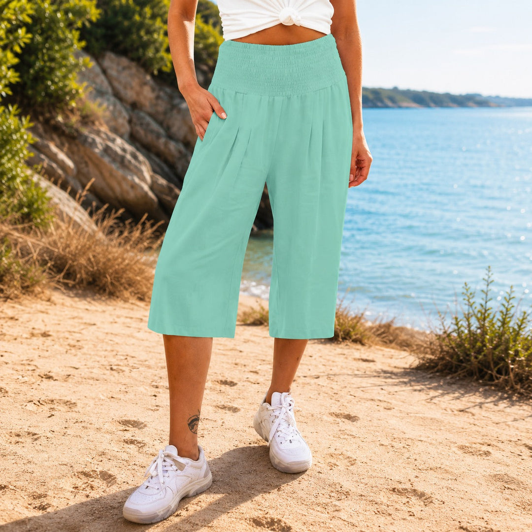 Culotte Rosetta™ en Coton-Lin avec Ceinture Froncée Élégante