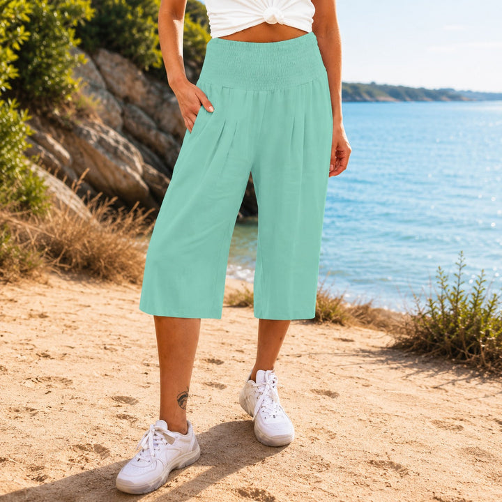 Culotte Rosetta™ en Coton-Lin avec Ceinture Froncée Élégante