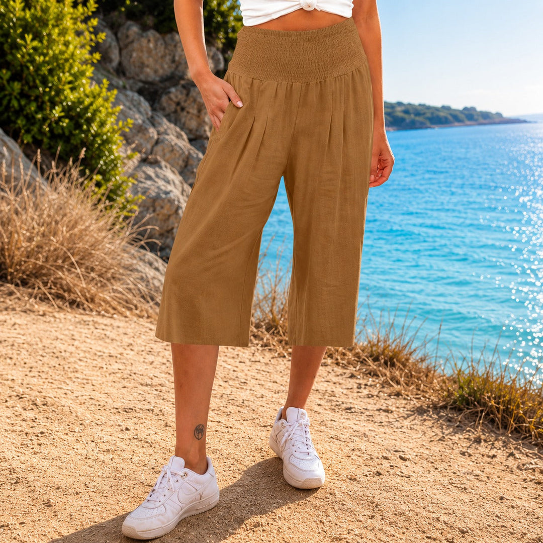 Culotte Rosetta™ en Coton-Lin avec Ceinture Froncée Élégante