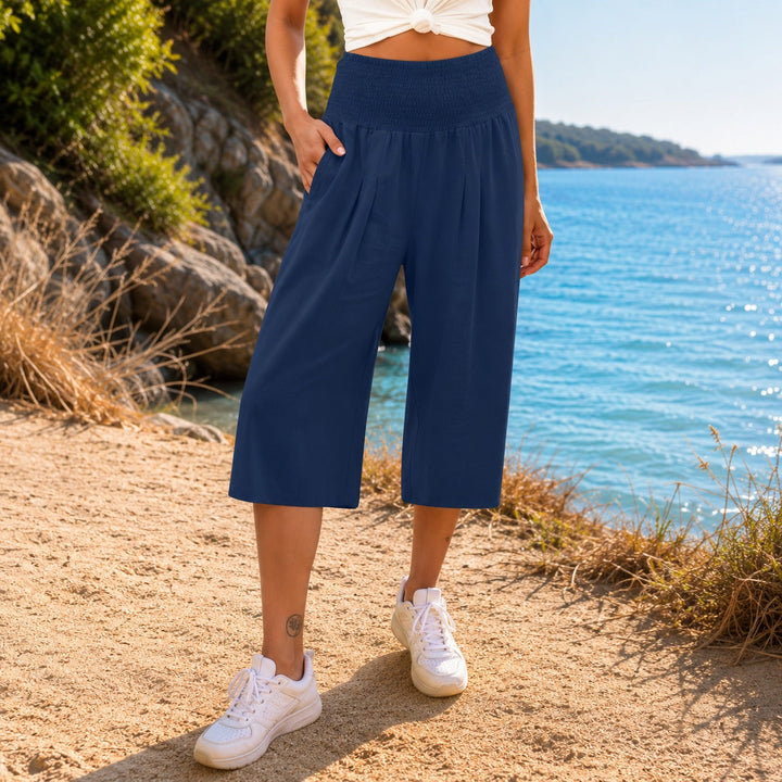 Culotte Rosetta™ en Coton-Lin avec Ceinture Froncée Élégante