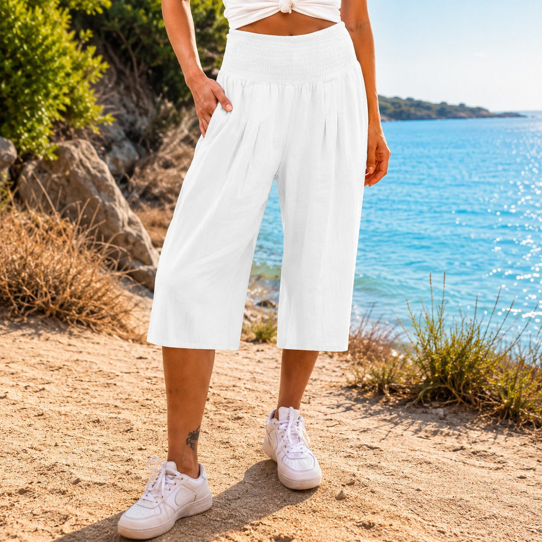 Culotte Rosetta™ en Coton-Lin avec Ceinture Froncée Élégante