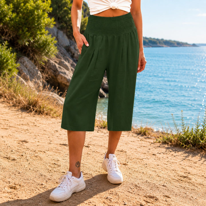 Culotte Rosetta™ en Coton-Lin avec Ceinture Froncée Élégante