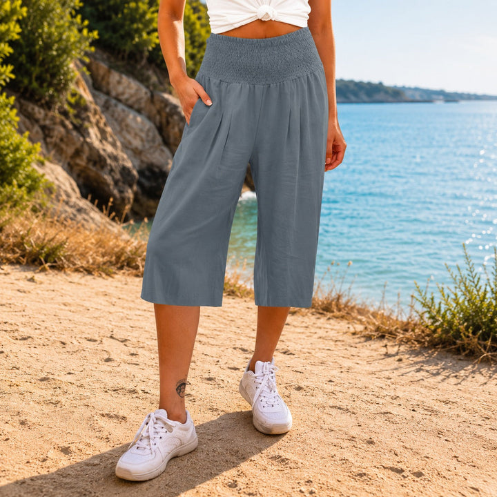 Culotte Rosetta™ en Coton-Lin avec Ceinture Froncée Élégante