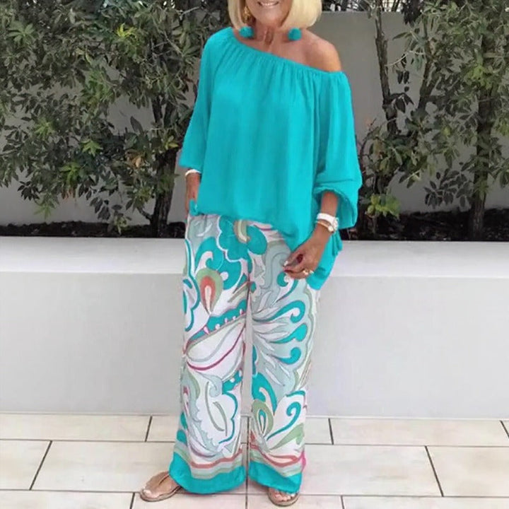 Azzura™ Ensemble Avec Top Sans Épaules Et Pantalon Palazzo Imprimé