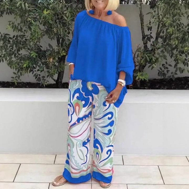 Azzura™ Ensemble Avec Top Sans Épaules Et Pantalon Palazzo Imprimé