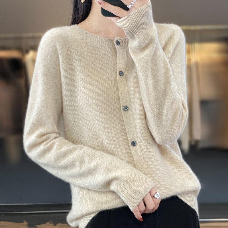 DANIELLE | Gilet pour femmes en pure laine mérinos avec col rond