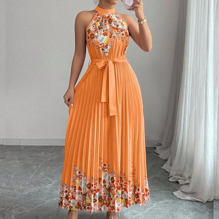 Robe Maxi Aérée Femme Décolleté en V Imprimé Floral Été Robes Maxi A-Ligne pour Jours Élégants