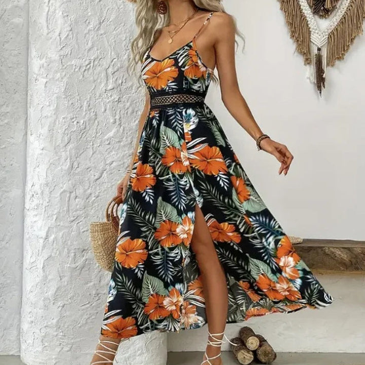 Robe Maxi Garden™ Avec Taille En Dentelle Et Fente Élégante