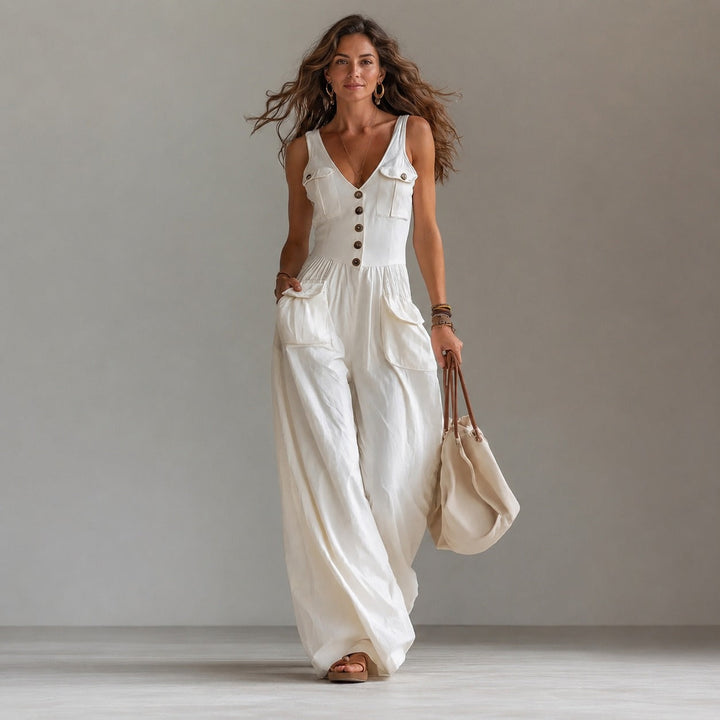 Marvella™ Combinaison avec décolleté en V et jambes larges