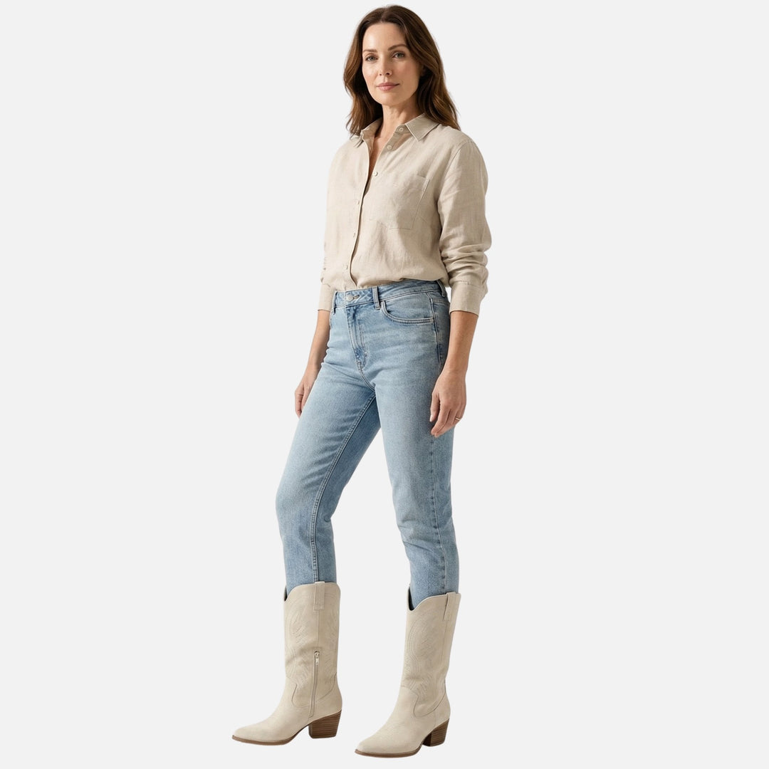 Kathrin | Bottes Western en Daim pour Femmes à Tige Haute – Bottes Western Hautes pour Femmes