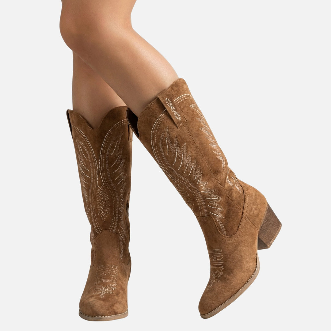 Kathrin | Bottes Western en Daim pour Femmes à Tige Haute – Bottes Western Hautes pour Femmes
