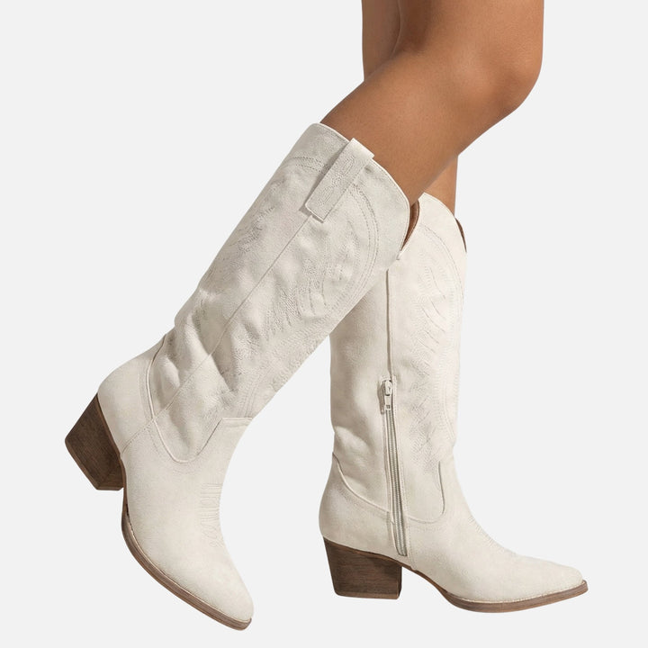 Kathrin | Bottes Western en Daim pour Femmes à Tige Haute – Bottes Western Hautes pour Femmes