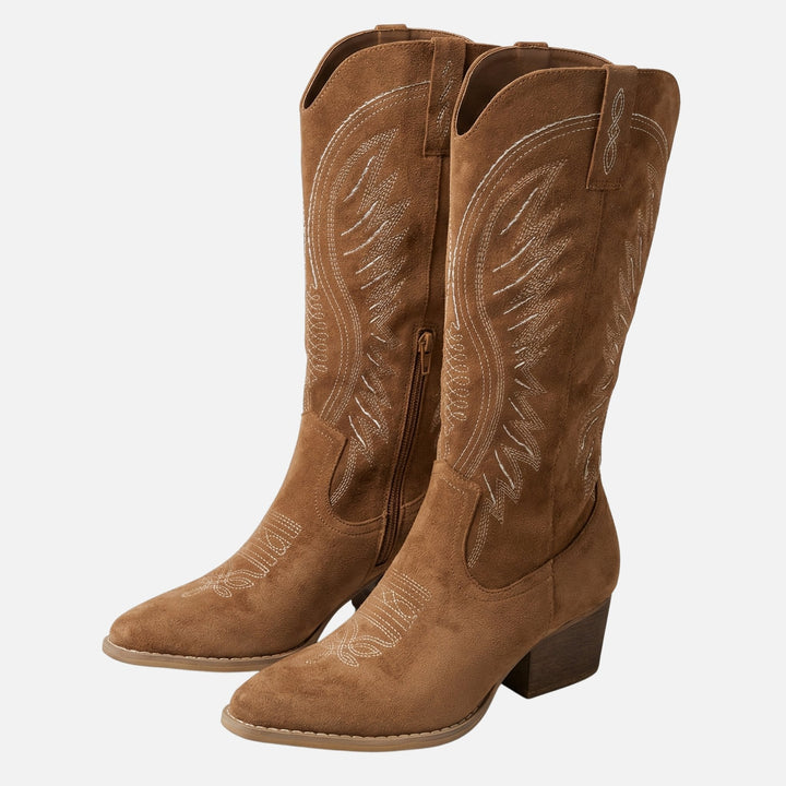 Kathrin | Bottes Western en Daim pour Femmes à Tige Haute – Bottes Western Hautes pour Femmes
