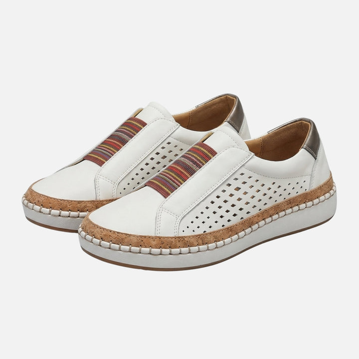 Hanna | Baskets compensées en daim pour femmes à enfiler avec perforation – Slip-On compensé