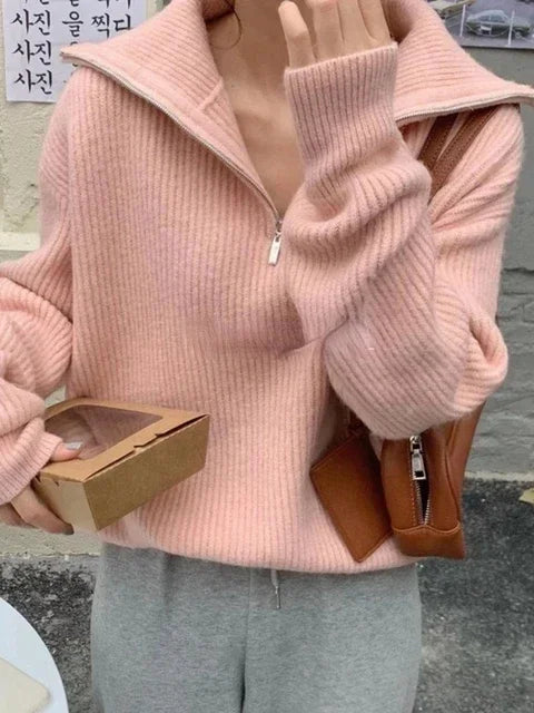 Helene | Pull pour femmes avec fermeture éclair et col roulé