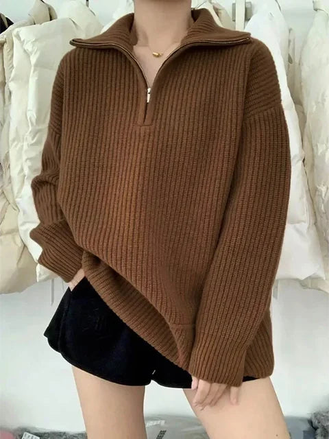 Whitney | Pull à col roulé pour femmes avec fermeture éclair chaude