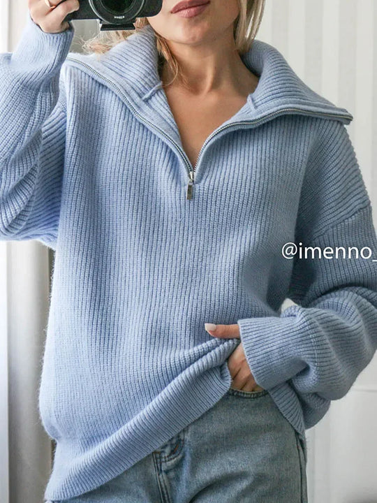 Helene | Pull pour femmes avec fermeture éclair et col roulé