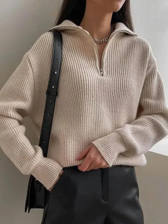 Helene | Pull pour femmes avec fermeture éclair et col roulé